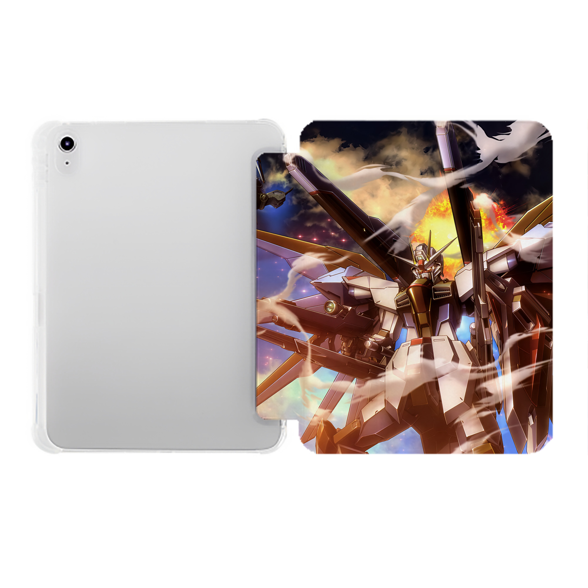 （画像用） 機動戦士ガンダム Mobile Suit Gundam IPad ケース ペン収納付き 三つ折りスタンド PUレザー×シリコン 対応機種9.5/10.5/10.9インチ